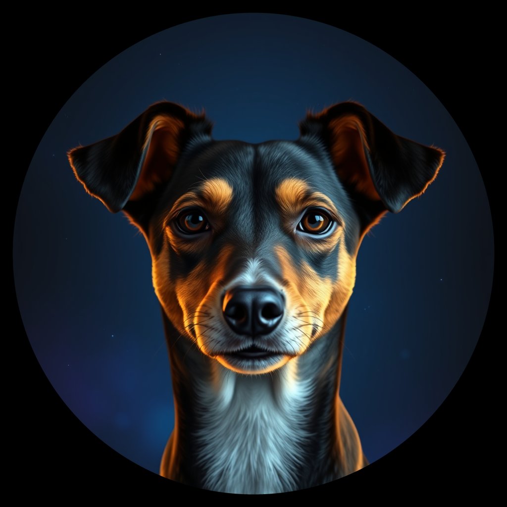 Cosmic medallion portrait of FP27_FP27, a Village Dog French Polynesia Society Islands Raiatea