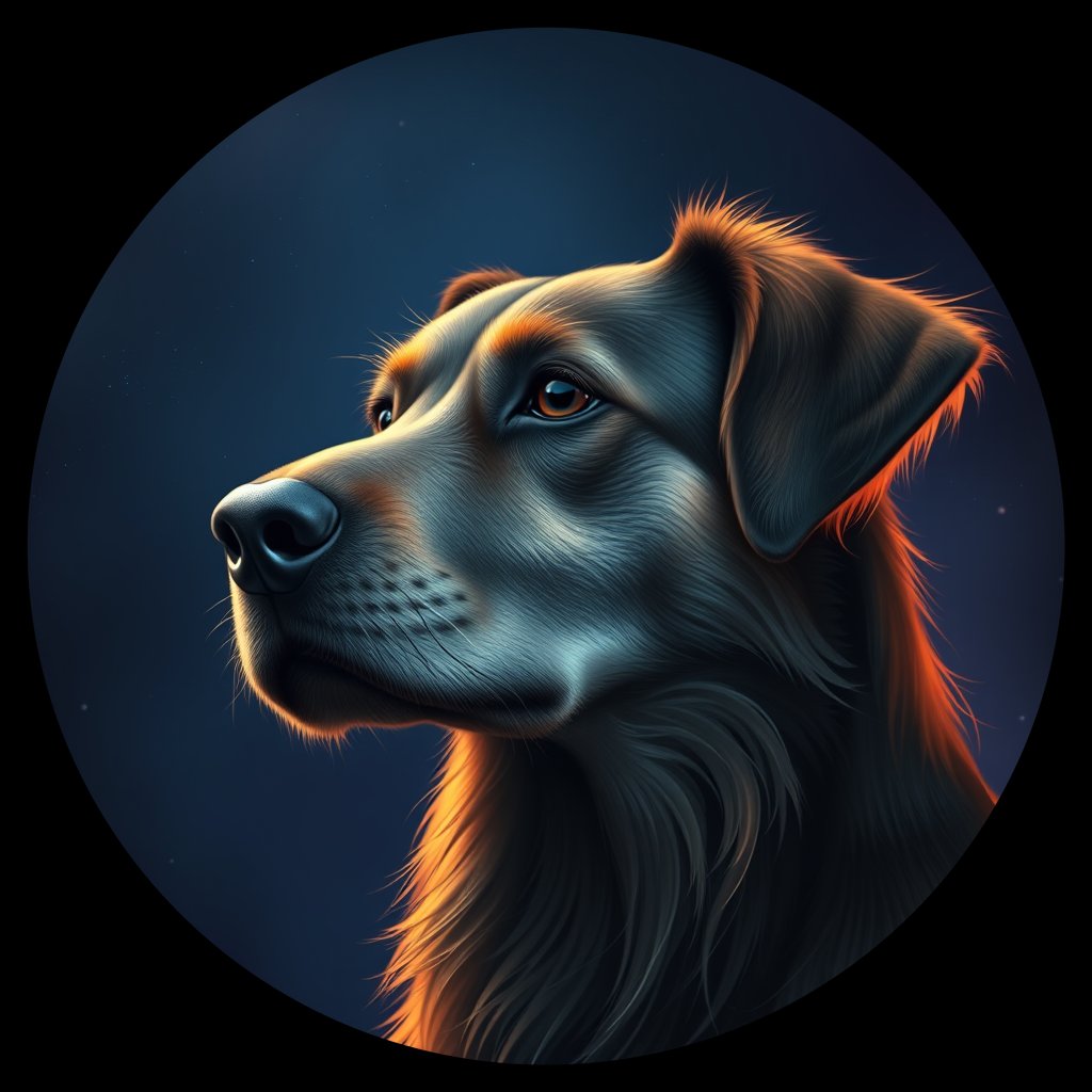 Cosmic medallion portrait of FP71_FP71, a Village Dog French Polynesia Marquesas Hiva Oa