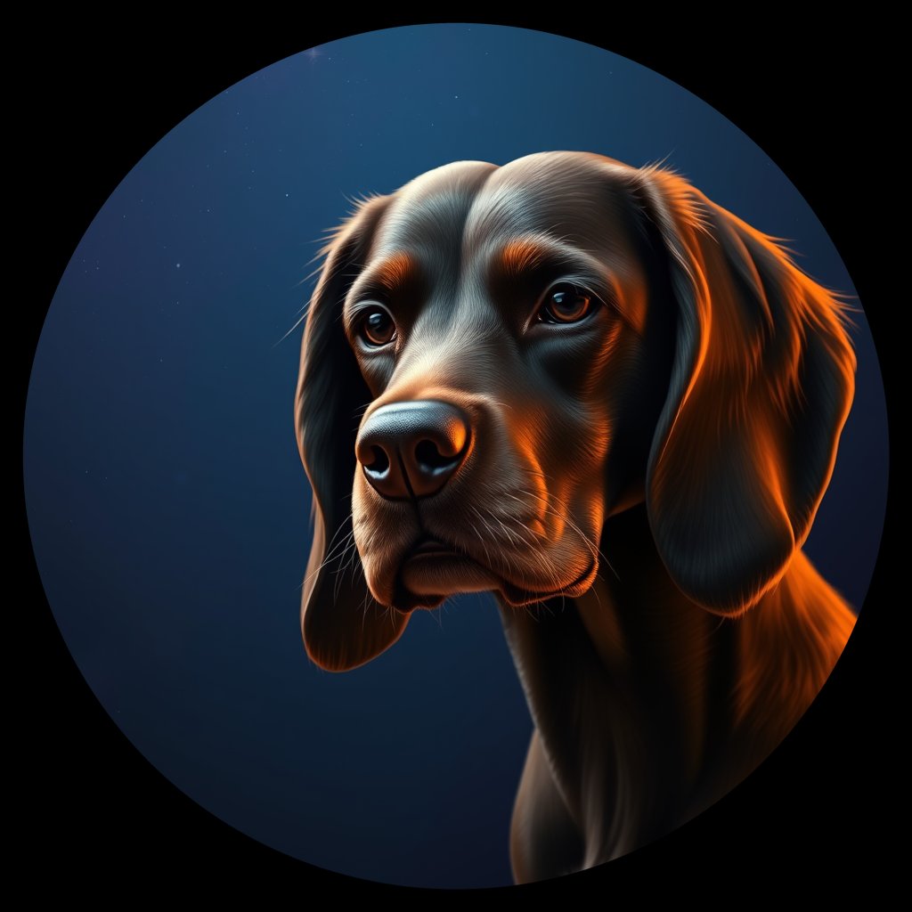 Cosmic medallion portrait of FS_32967_FS_32967, a Field Spaniel