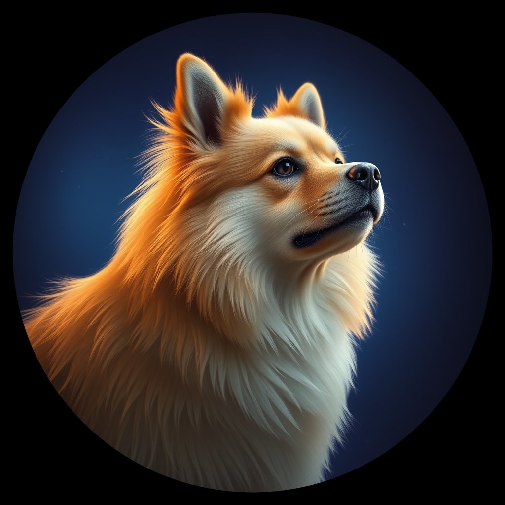 Cosmic medallion portrait of FSp_GT186_FSp_GT186, a Finnish Spitz