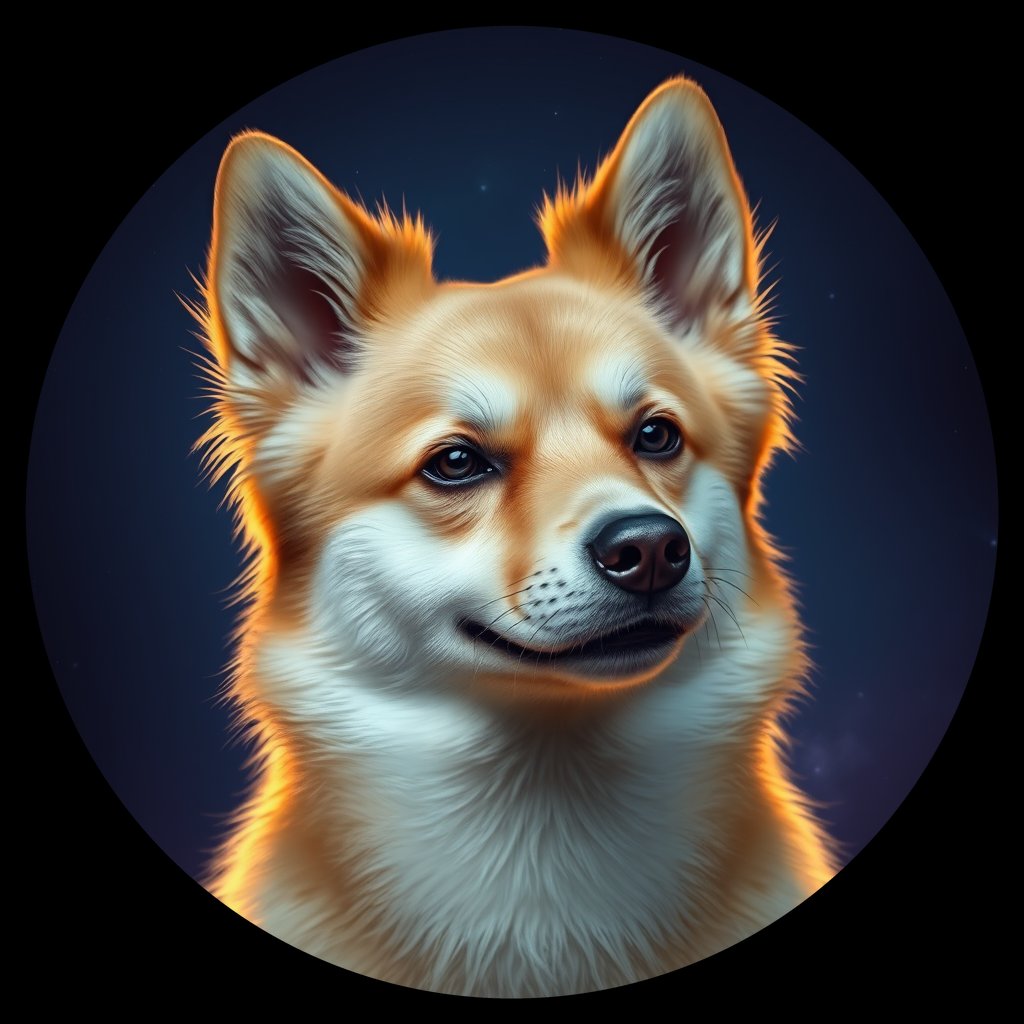 Cosmic medallion portrait of FSp_GT187_FSp_GT187, a Finnish Spitz