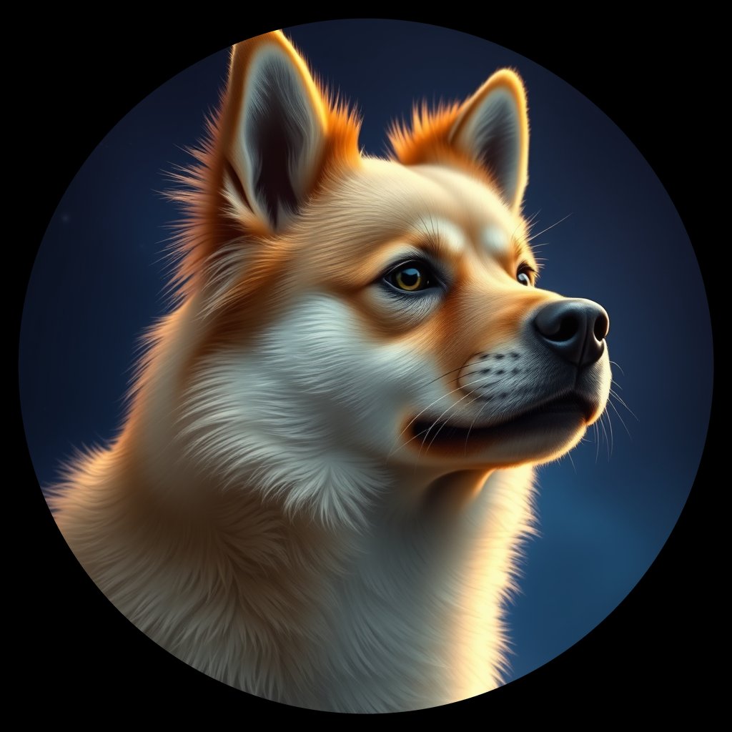 Cosmic medallion portrait of FSp_GT191_FSp_GT191, a Finnish Spitz