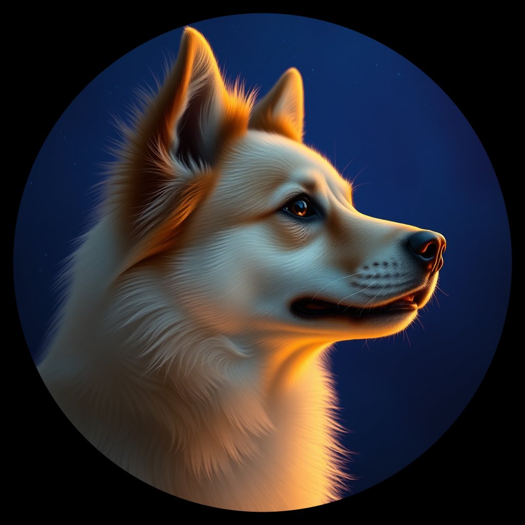 Cosmic medallion portrait of FSp_GT193_FSp_GT193, a Finnish Spitz