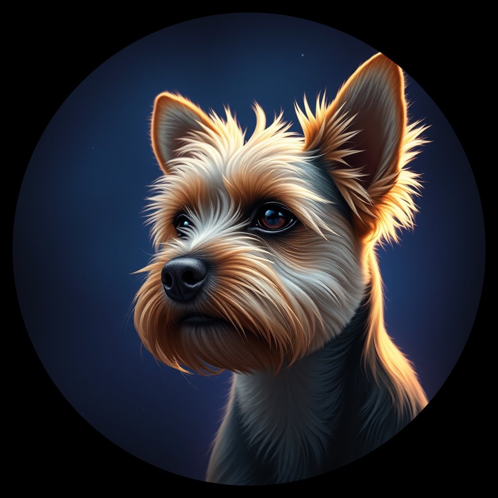 Cosmic medallion portrait of Faith-Richter-YT_Faith-Richter-YT, a Yorkshire Terrier