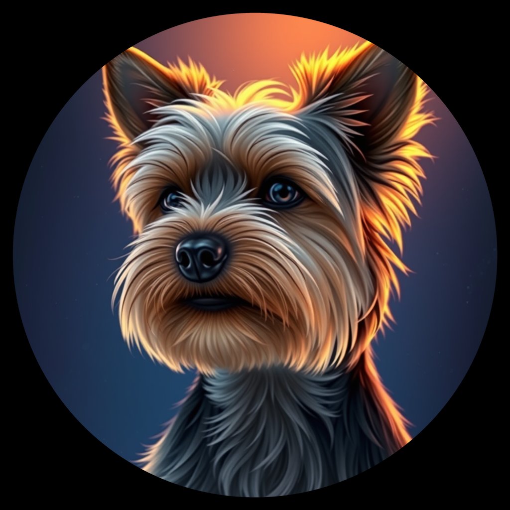 Cosmic medallion portrait of Finny-Miller-YT_Finny-Miller-YT, a Yorkshire Terrier