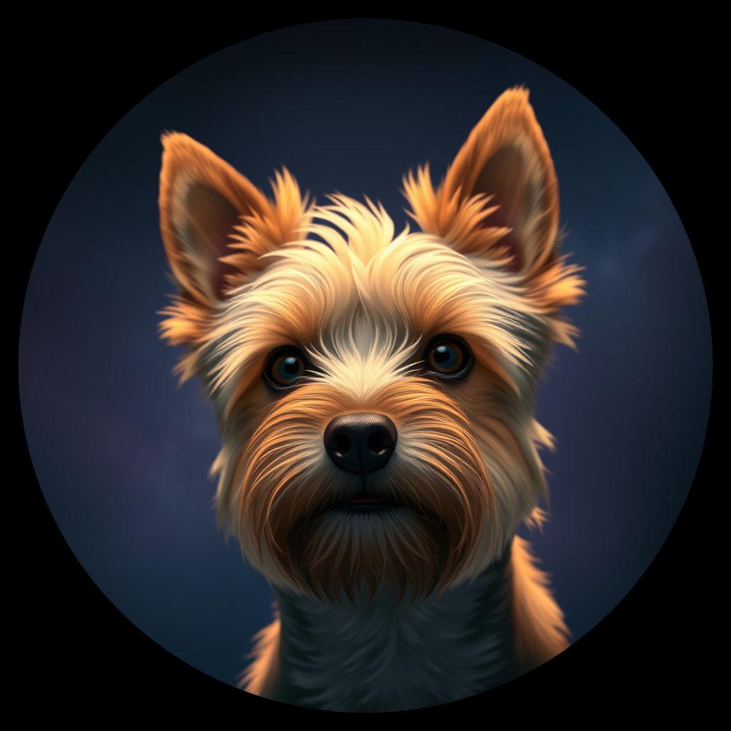 Cosmic medallion portrait of Freestyle-KC-YT_Freestyle-KC-YT, a Yorkshire Terrier