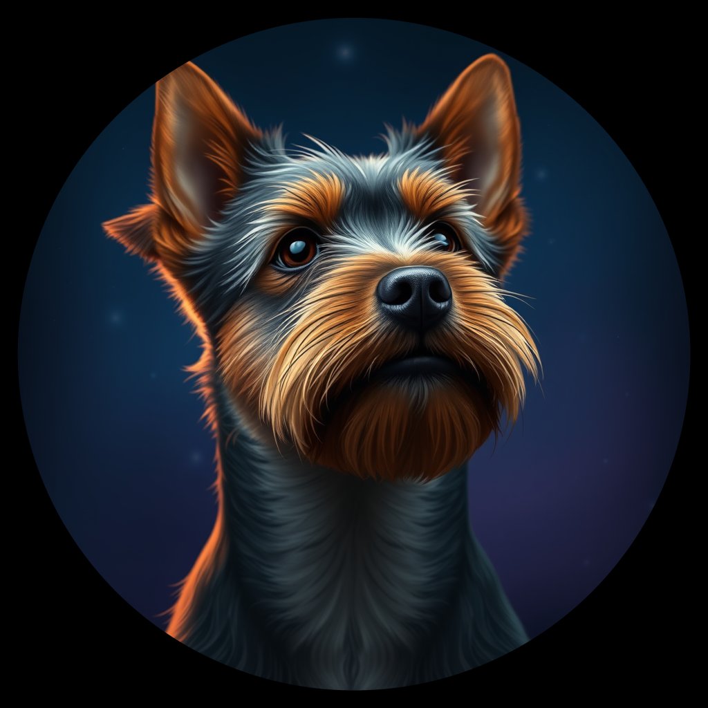 Cosmic medallion portrait of G11-Hollie-Johnson-David-NT_G11-Hollie-Johnson-David-NT, a Norfolk Terrier