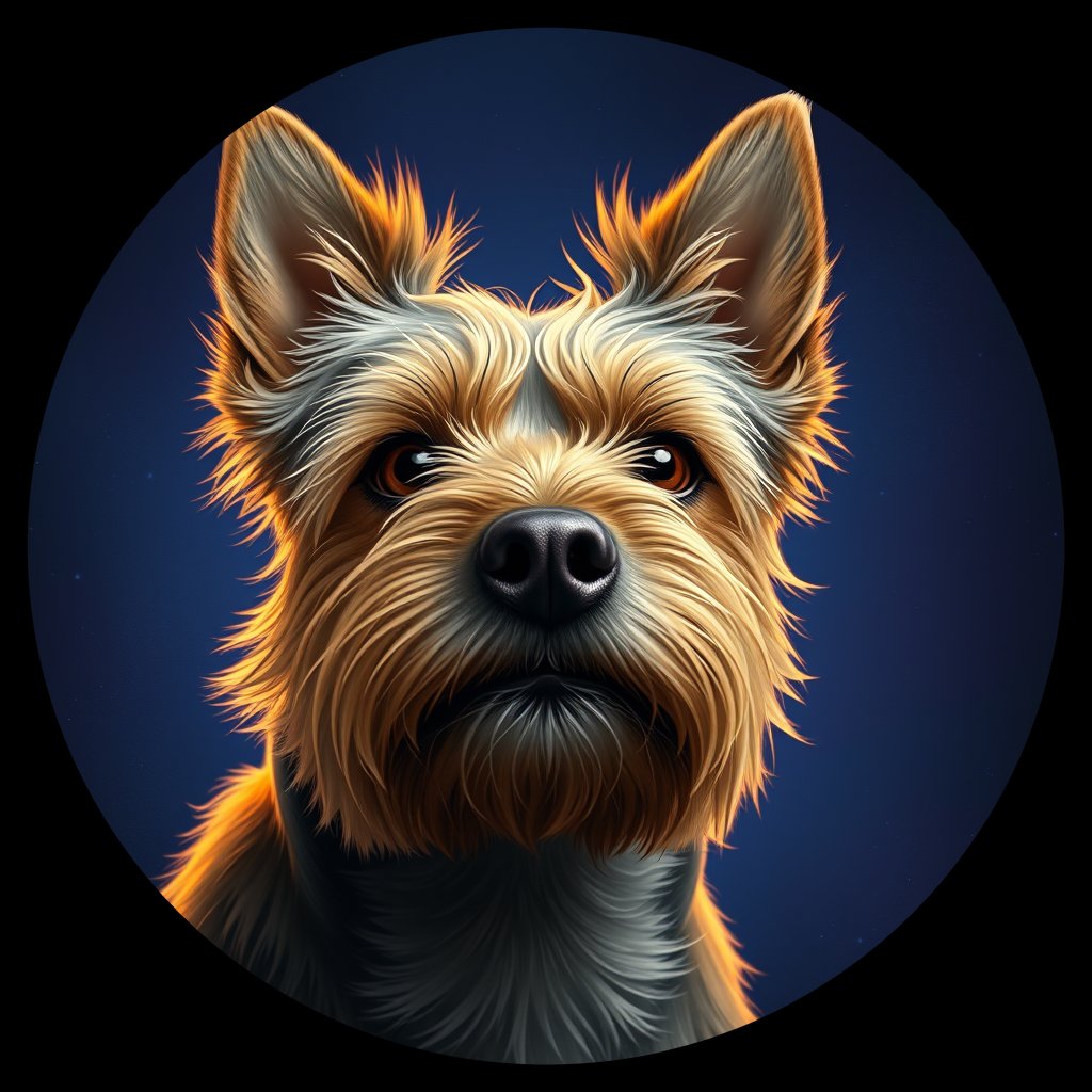 Cosmic medallion portrait of G3-Ricci-CT_G3-Ricci-CT, a Cairn Terrier