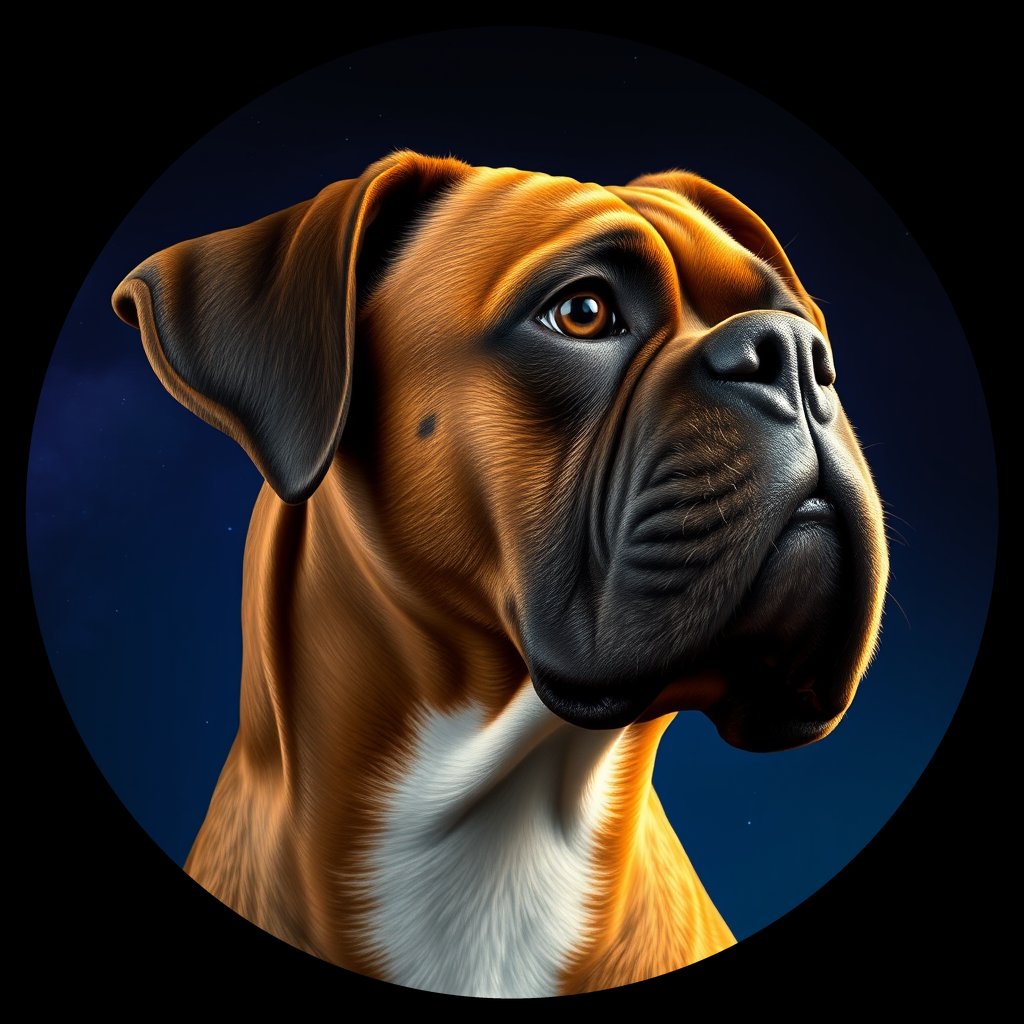 Cosmic medallion portrait of G4-HUC29-MALE-5955_G4-HUC29-MALE-5955, a Boxer