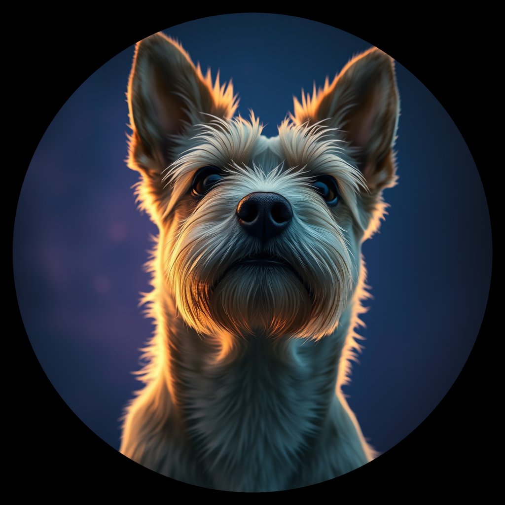 Cosmic medallion portrait of G5-Reddi-Batement-CT_G5-Reddi-Batement-CT, a Cairn Terrier