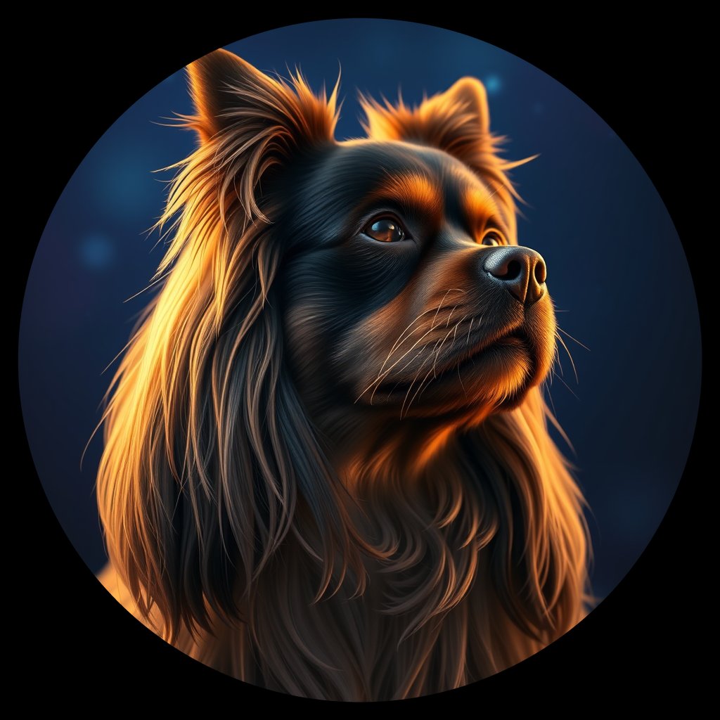 Cosmic medallion portrait of G6-Charm-TS_G6-Charm-TS, a Tibetan Spaniel