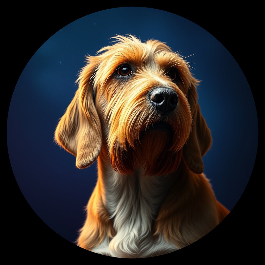 Cosmic medallion portrait of GDJK_GDJK_24316, a Grand Basset Griffon Vendeen