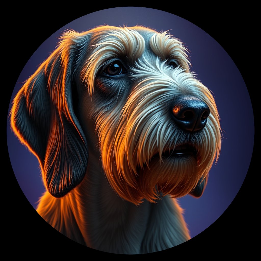 Cosmic medallion portrait of GDJK_GDJK_24589, a Grand Basset Griffon Vendeen
