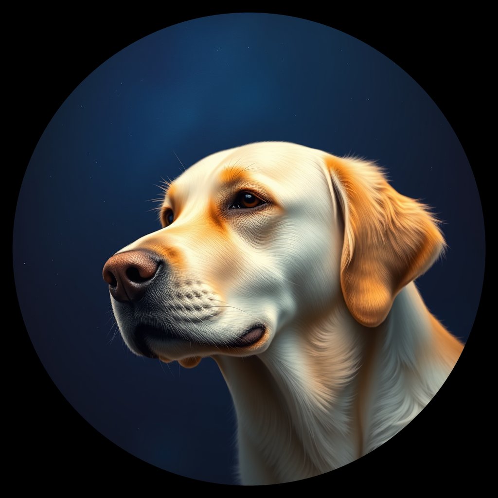 Cosmic medallion portrait of GOLD_GOLD_27004, a Golden Retriever