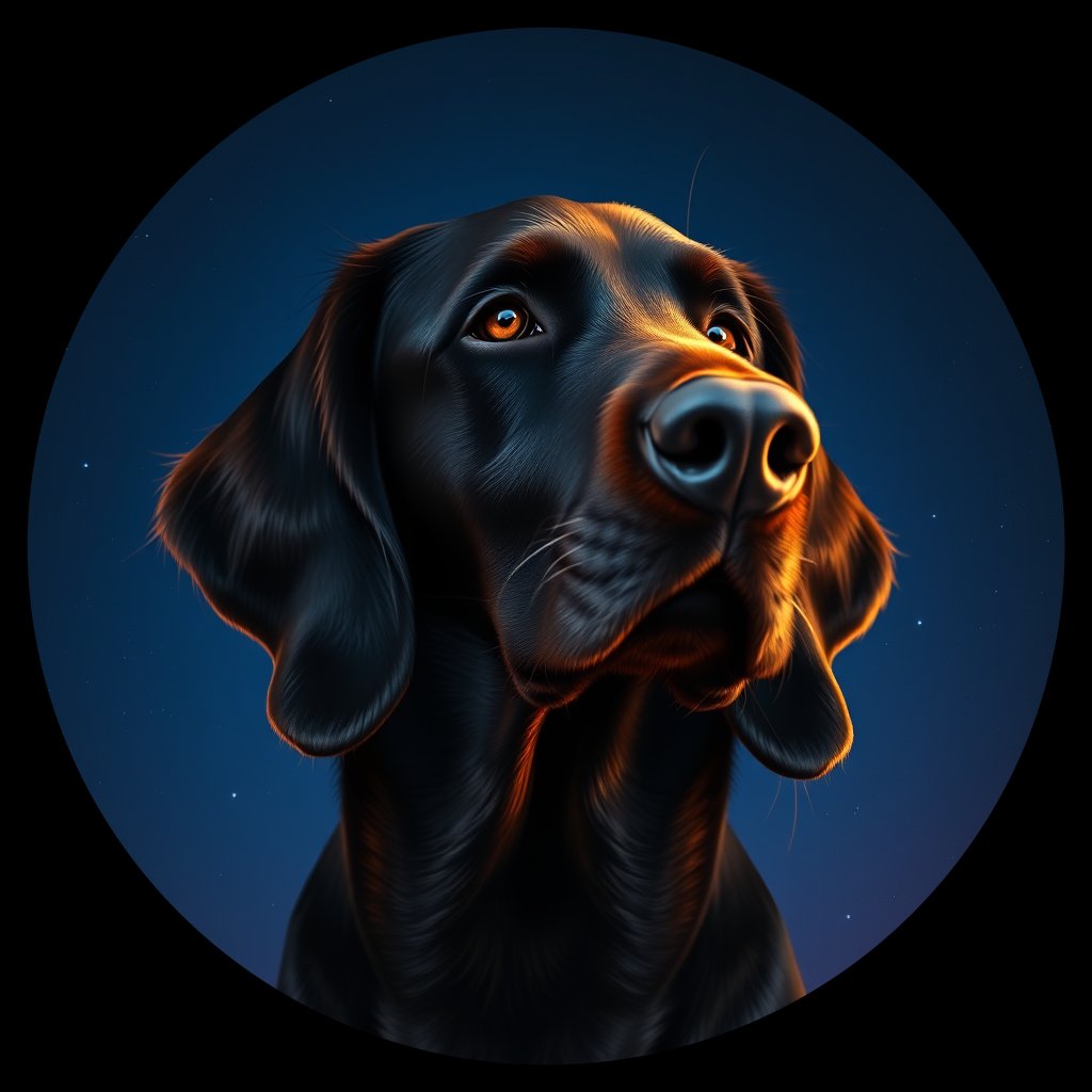 Cosmic medallion portrait of GORD_GSET_28456, a Gordon Setter