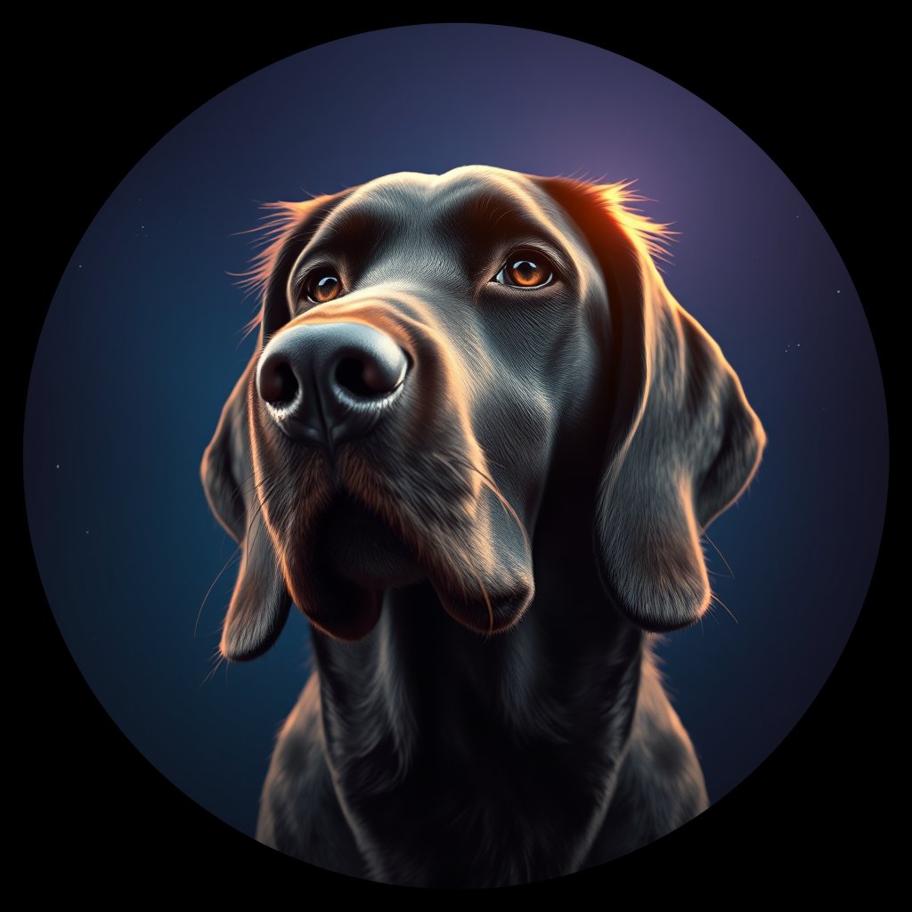 Cosmic medallion portrait of GORD_GoS_0LU606, a Gordon Setter