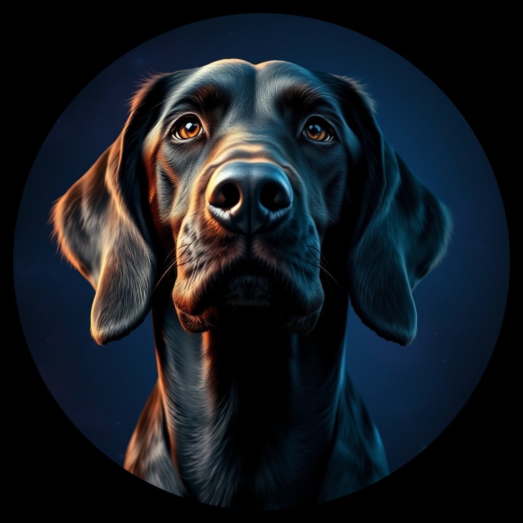 Cosmic medallion portrait of GORD_GoS_0LU610, a Gordon Setter