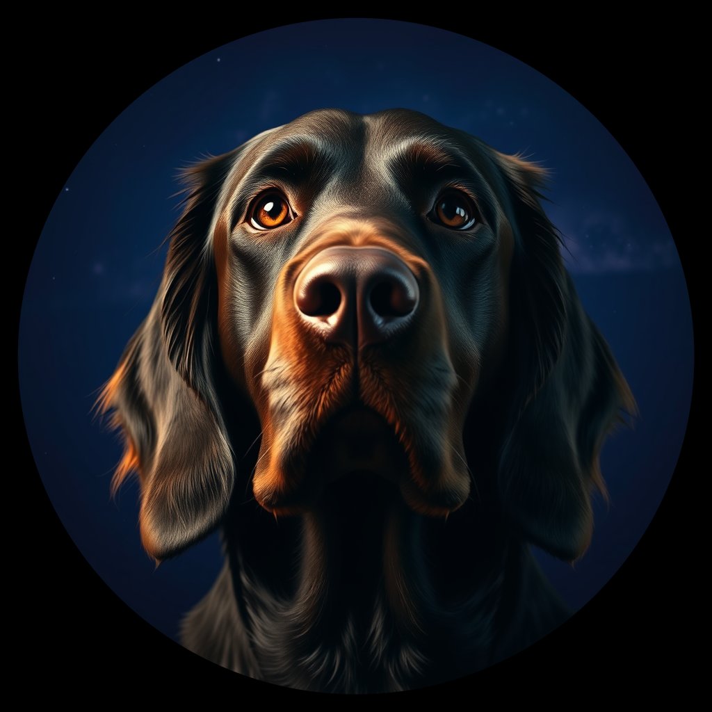 Cosmic medallion portrait of GORD_GoS_0LU613, a Gordon Setter