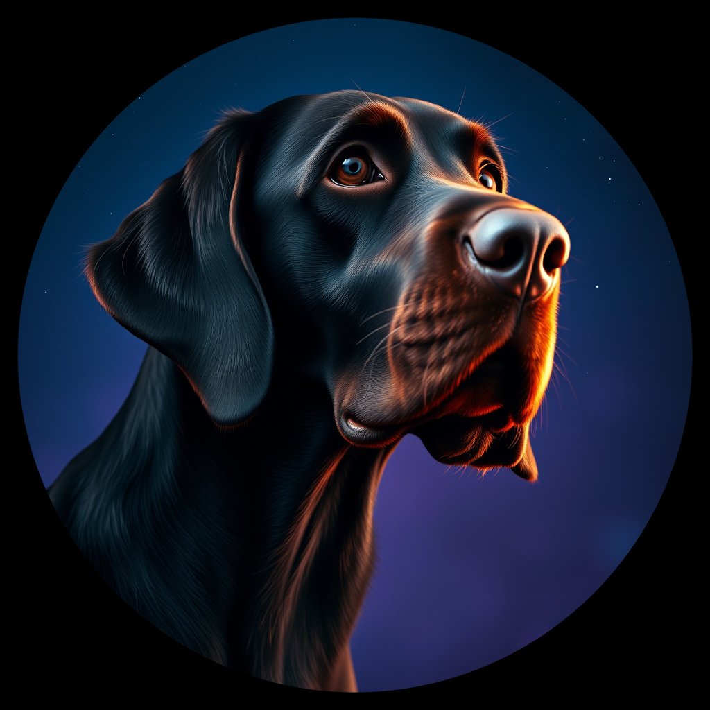 Cosmic medallion portrait of GORD_GoS_0LU615, a Gordon Setter