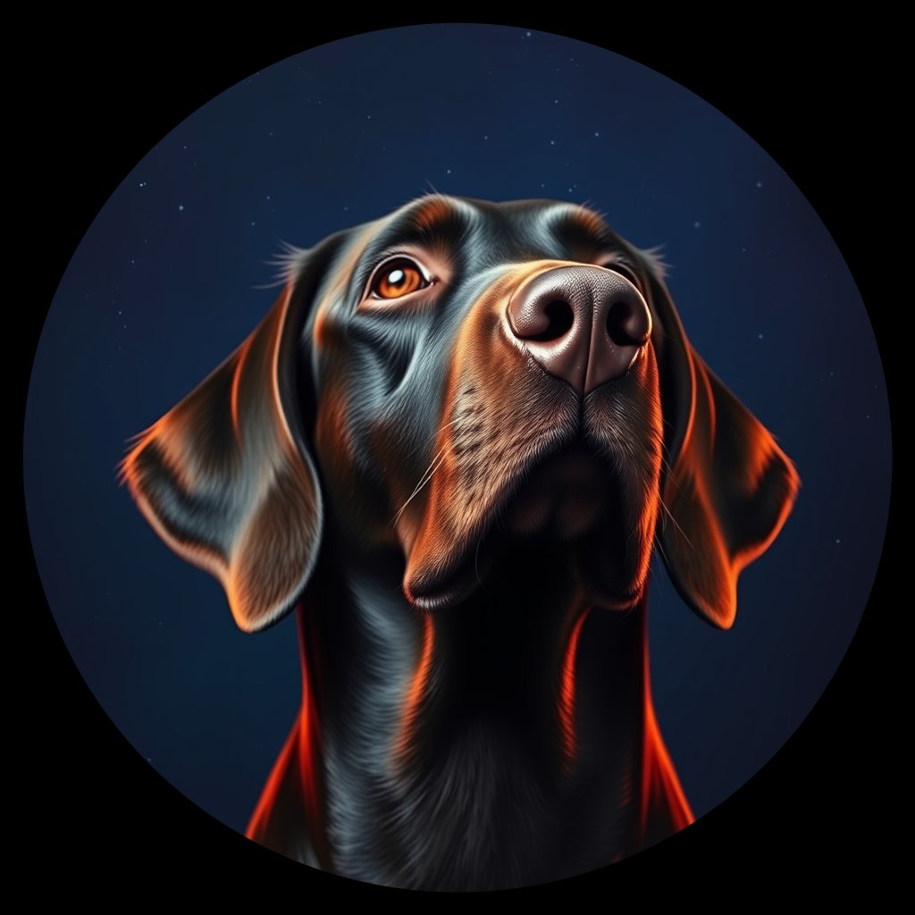 Cosmic medallion portrait of GORD_GoS_0LU625, a Gordon Setter
