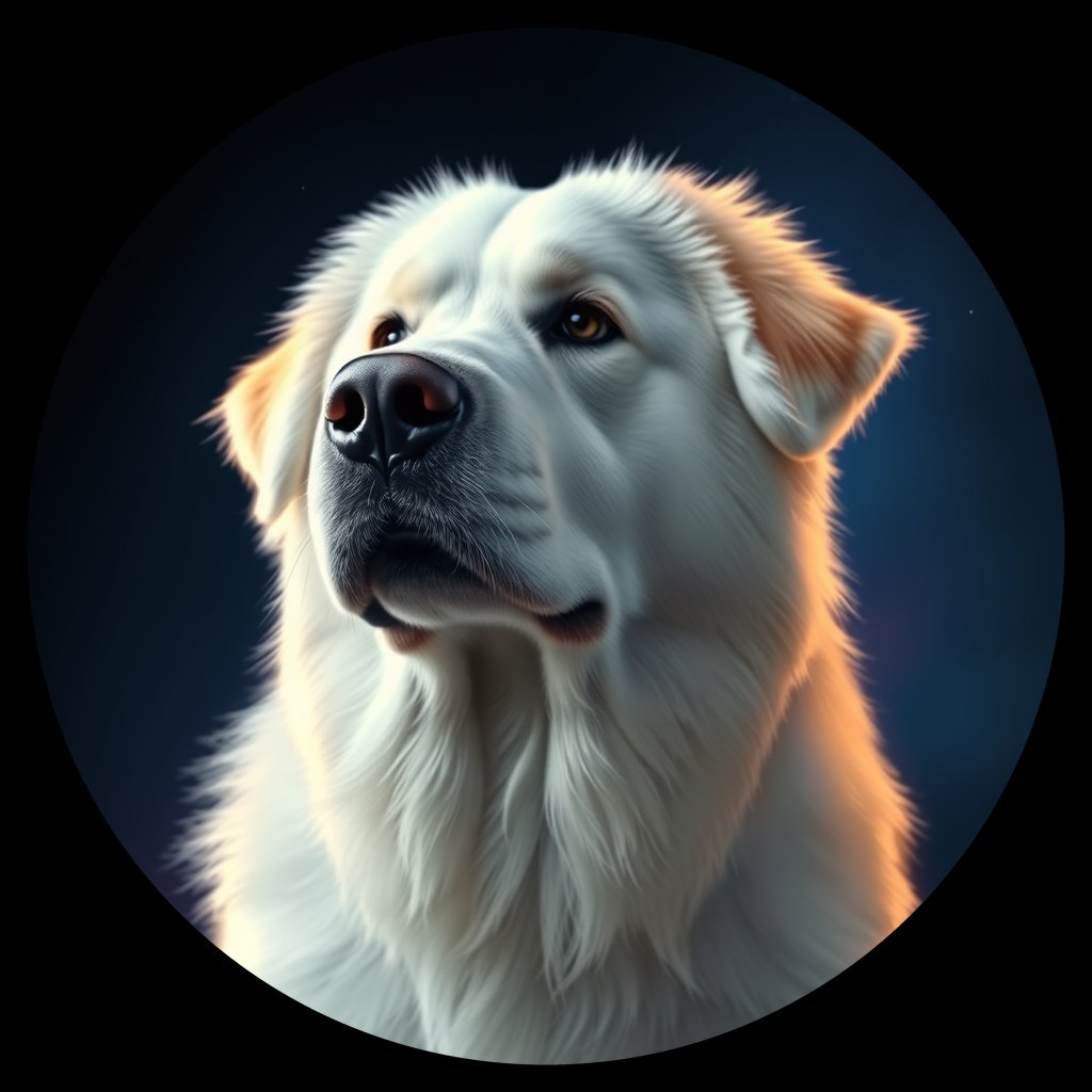 Cosmic medallion portrait of GPYR_GPYR_04971, a Great Pyrenees
