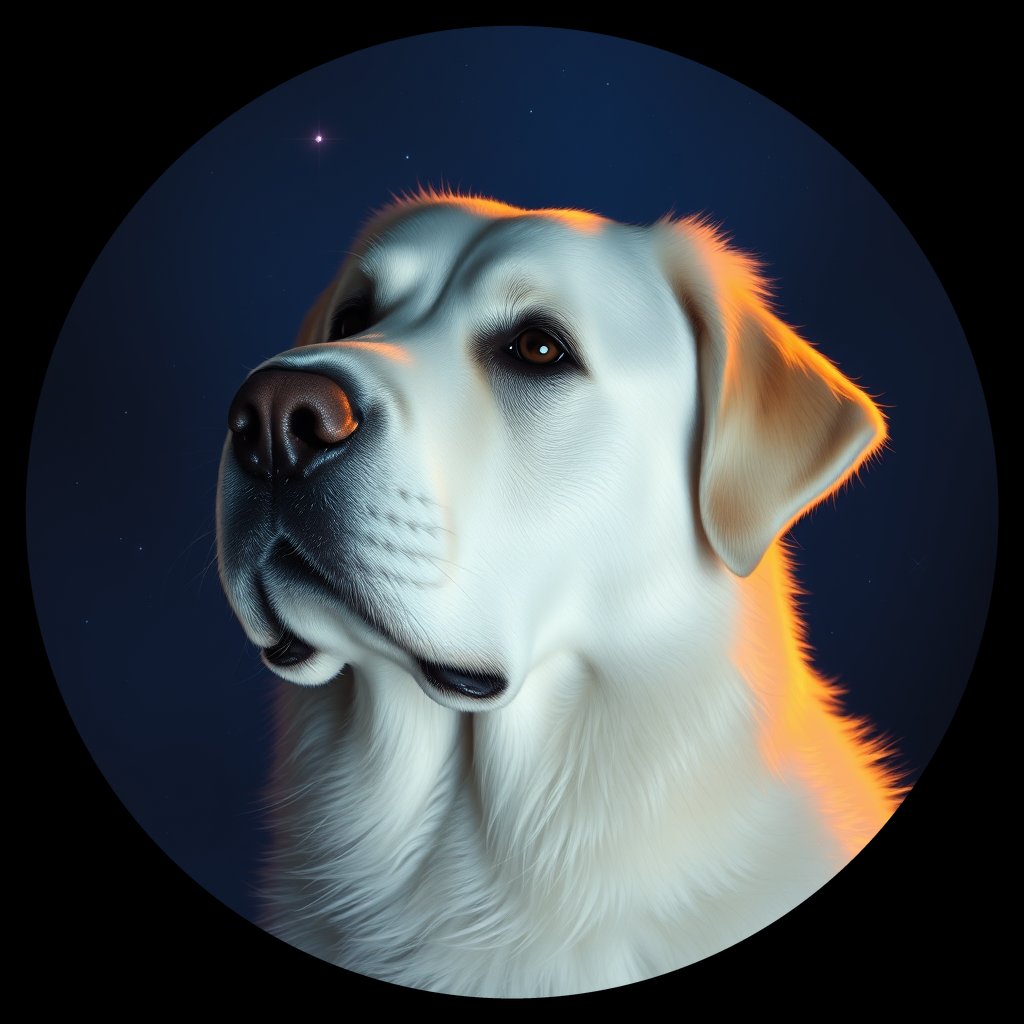 Cosmic medallion portrait of GPYR_GPYR_06369, a Great Pyrenees