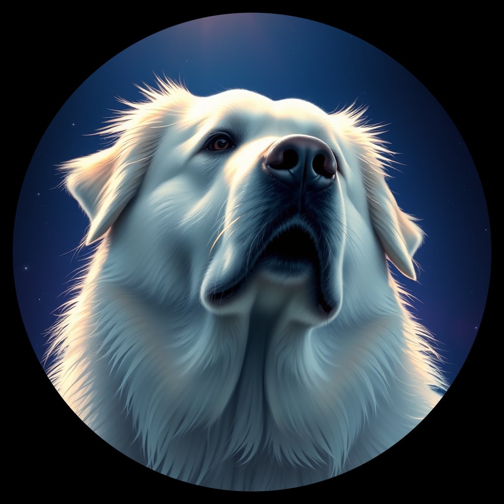Cosmic medallion portrait of GPYR_GPYR_08839, a Great Pyrenees