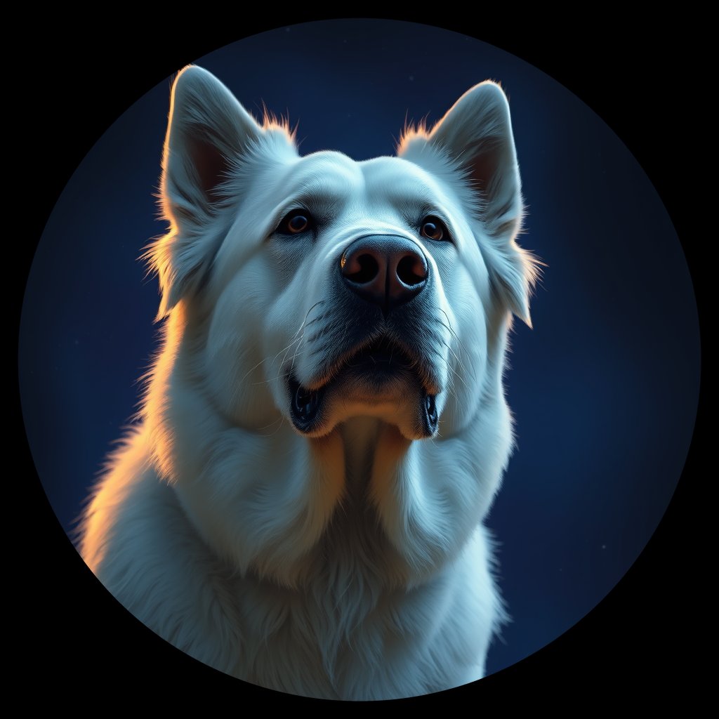 Cosmic medallion portrait of GPYR_GPYR_27750, a Great Pyrenees