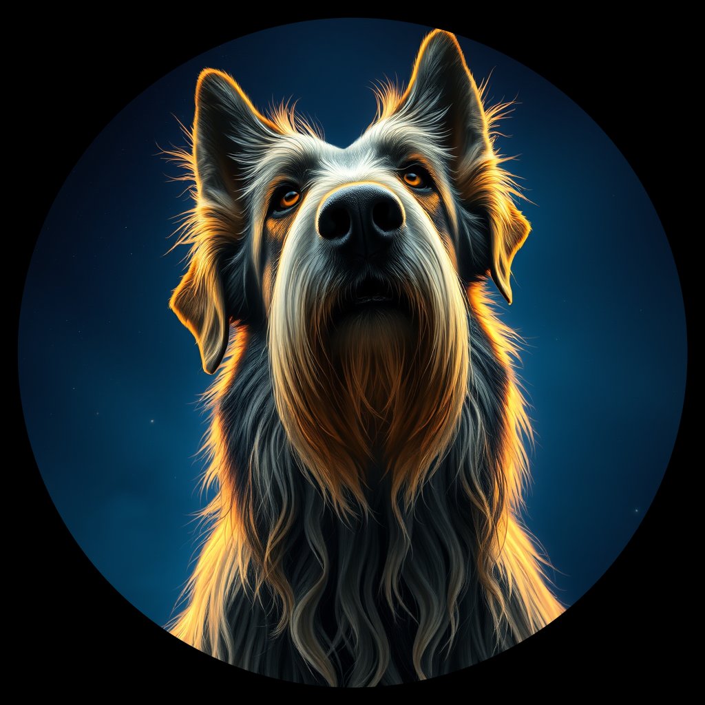Cosmic medallion portrait of GRACIE_GRACIE, a Irish Wolfhound