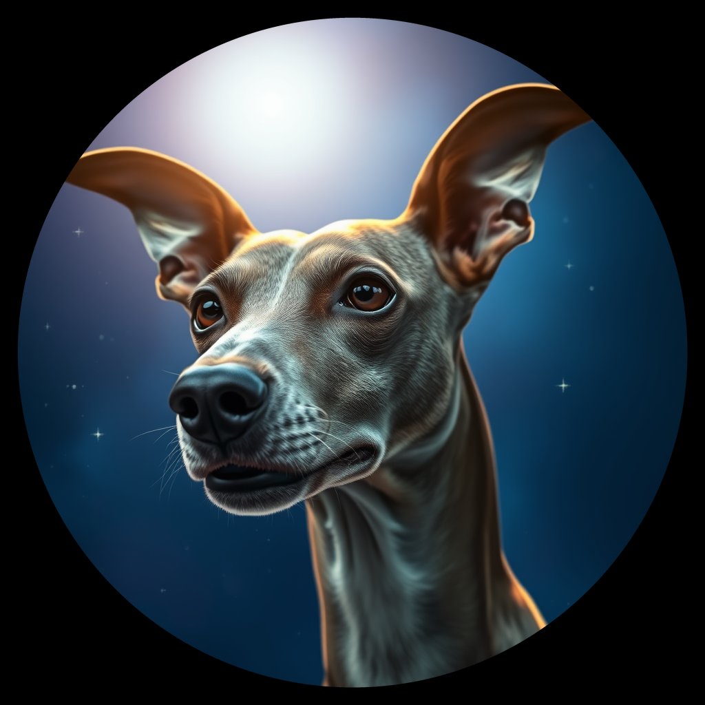 Cosmic medallion portrait of GREE_GSl_0GT227, a Greyhound