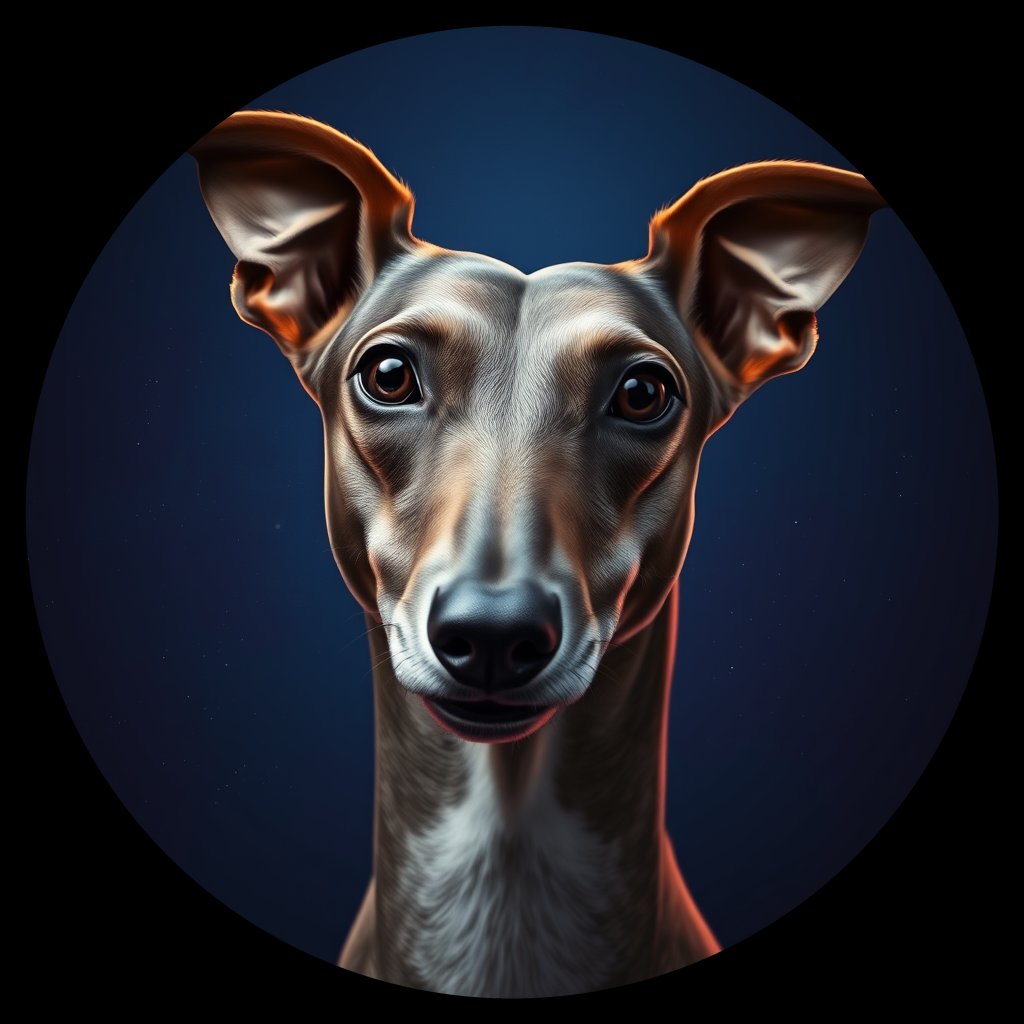 Cosmic medallion portrait of GREE_GSl_0GT228, a Greyhound