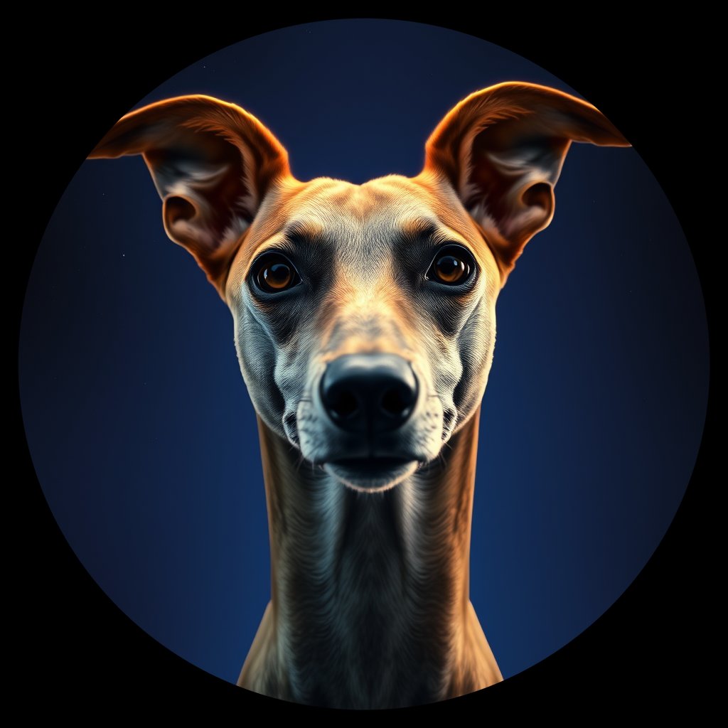 Cosmic medallion portrait of GREE_GSl_0GT230, a Greyhound