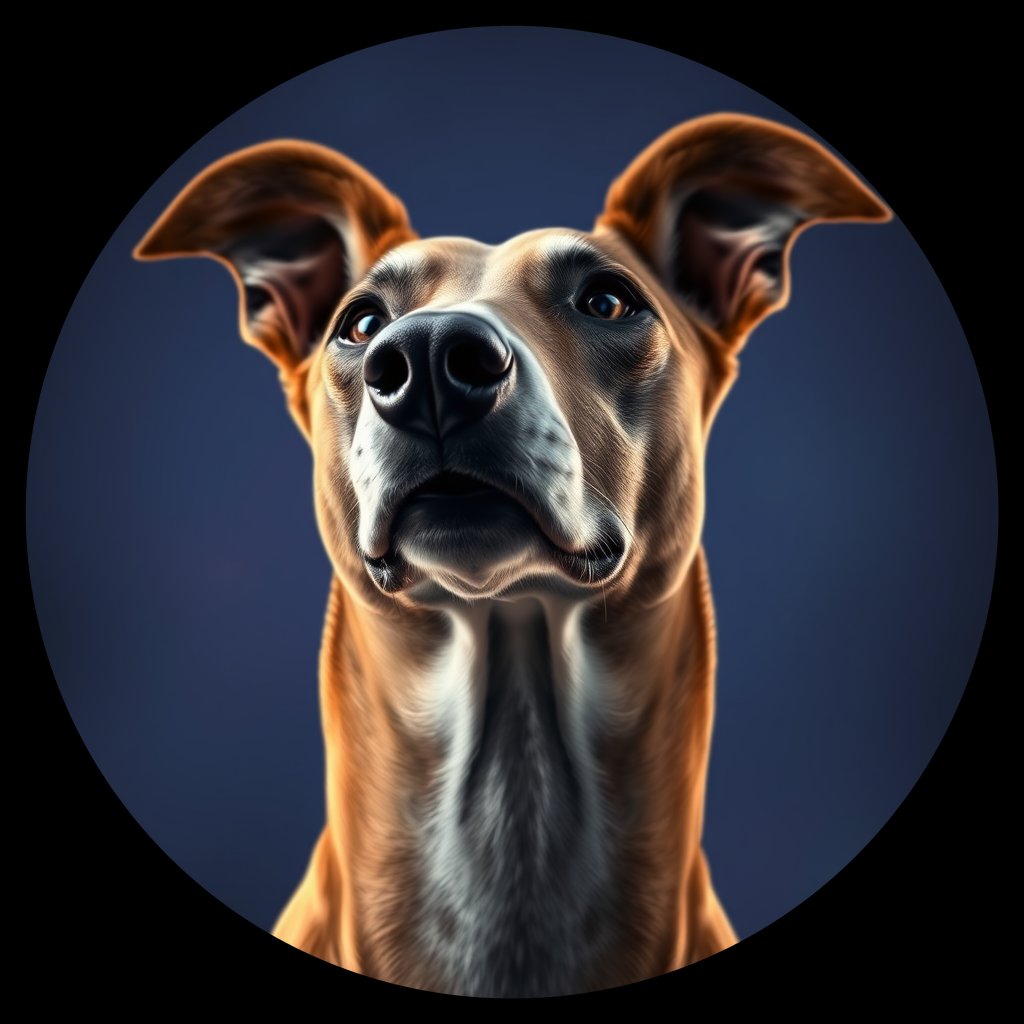 Cosmic medallion portrait of GREE_GSl_0GT233, a Greyhound