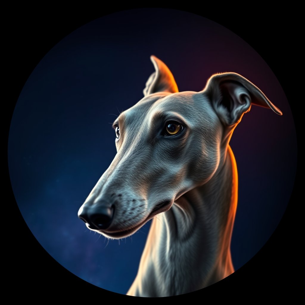 Cosmic medallion portrait of GREE_GSl_0GT234, a Greyhound
