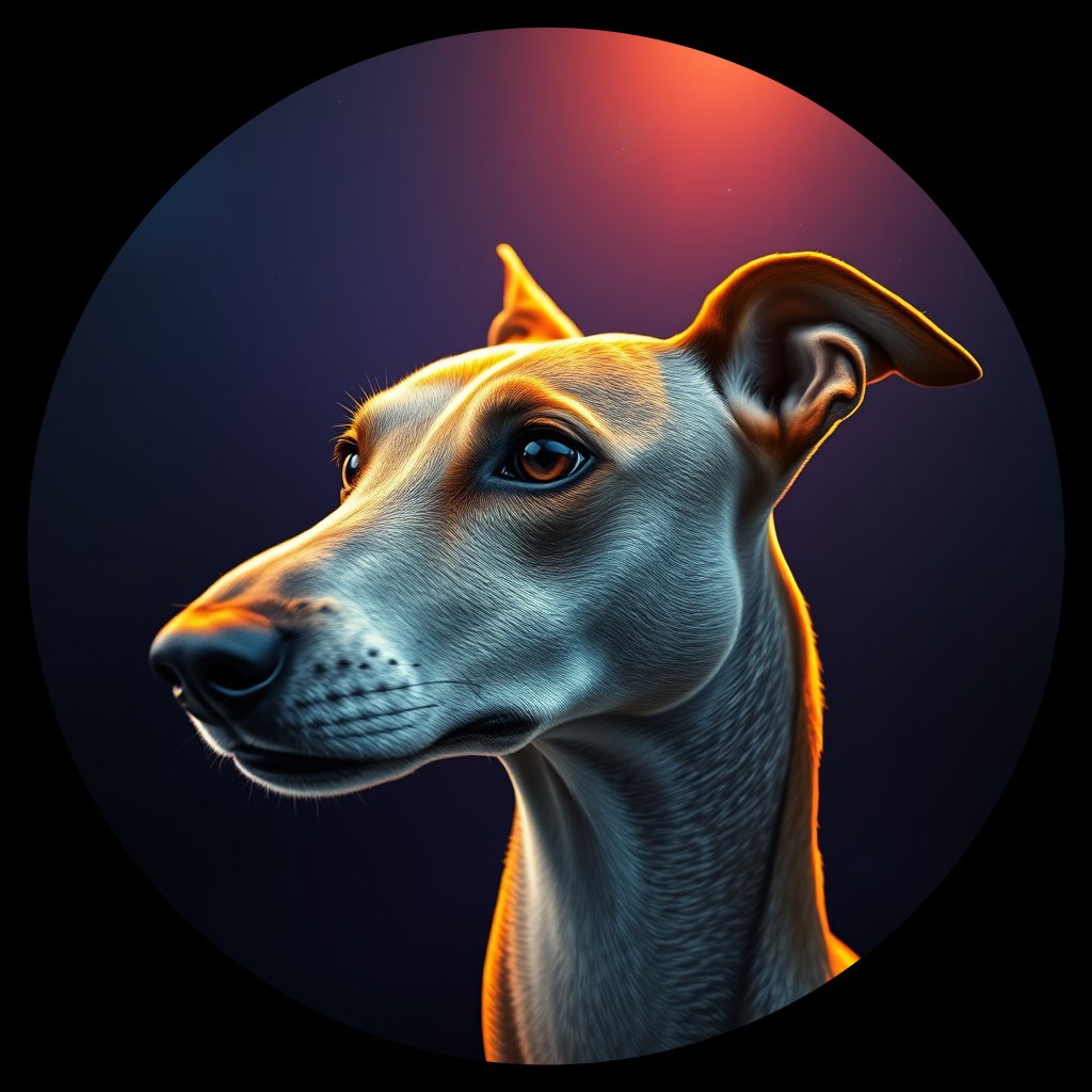 Cosmic medallion portrait of GREE_GSl_0GT235, a Greyhound
