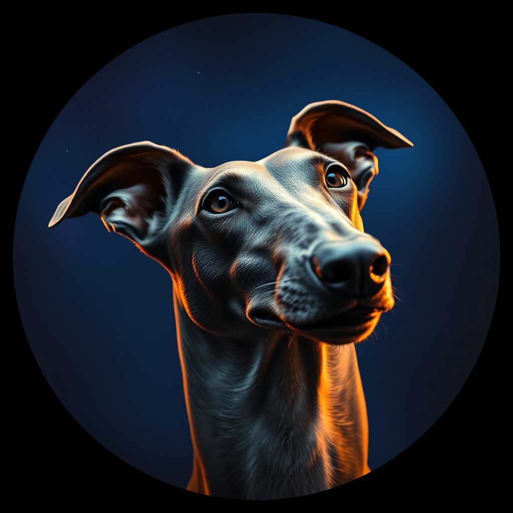 Cosmic medallion portrait of GREY_GREY_13678, a Greyhound
