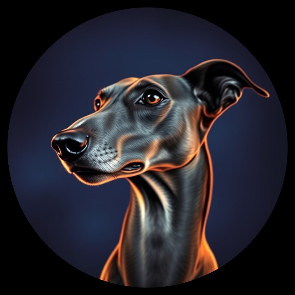 Cosmic medallion portrait of GREY_GREY_14238, a Greyhound