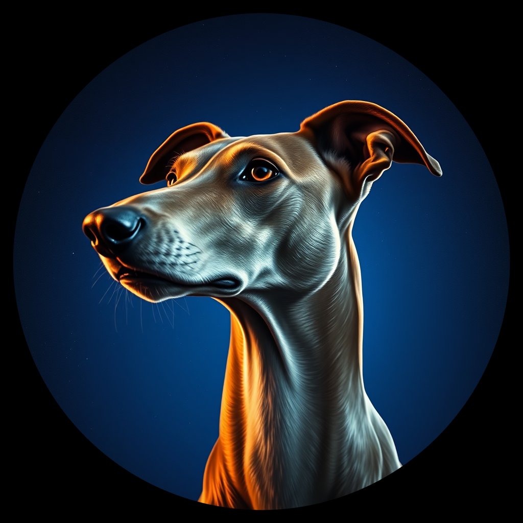 Cosmic medallion portrait of GREY_Gry_0GT246, a Greyhound