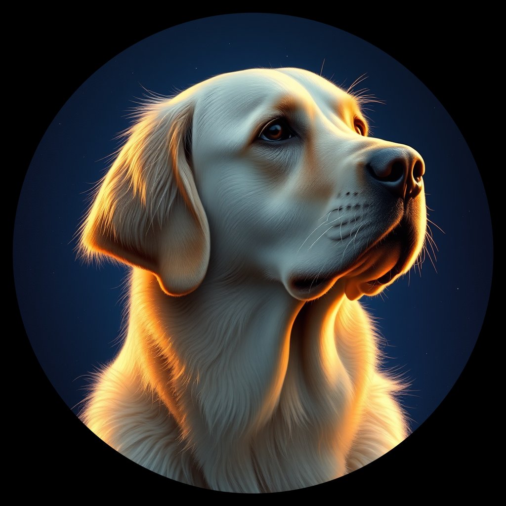 Cosmic medallion portrait of GRLS_grls0CSZ8WSS, a Golden Retriever
