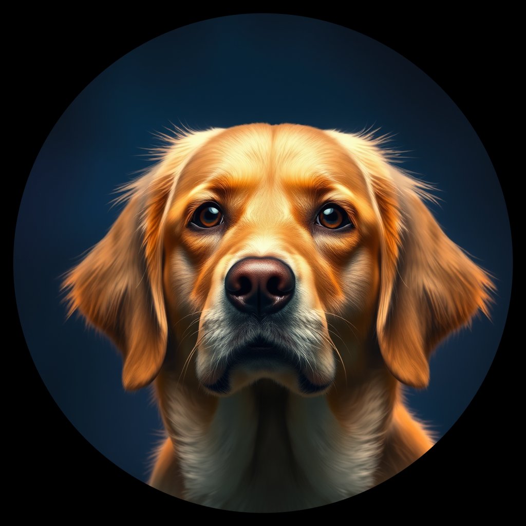Cosmic medallion portrait of GRLS_grls0ITPHYFF, a Golden Retriever