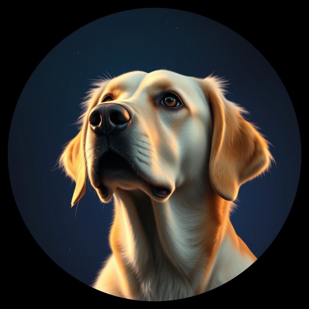 Cosmic medallion portrait of GRLS_grls0ODDD7QQ, a Golden Retriever