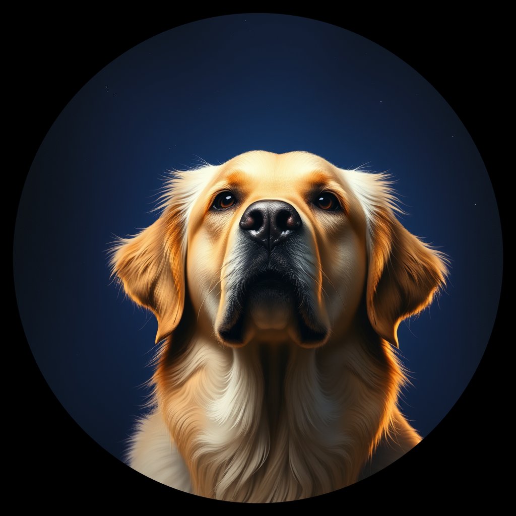 Cosmic medallion portrait of GRLS_grls0YCT0XEE, a Golden Retriever