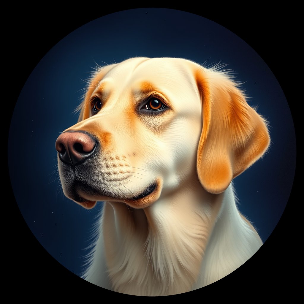 Cosmic medallion portrait of GRLS_grls10PF8W99, a Golden Retriever