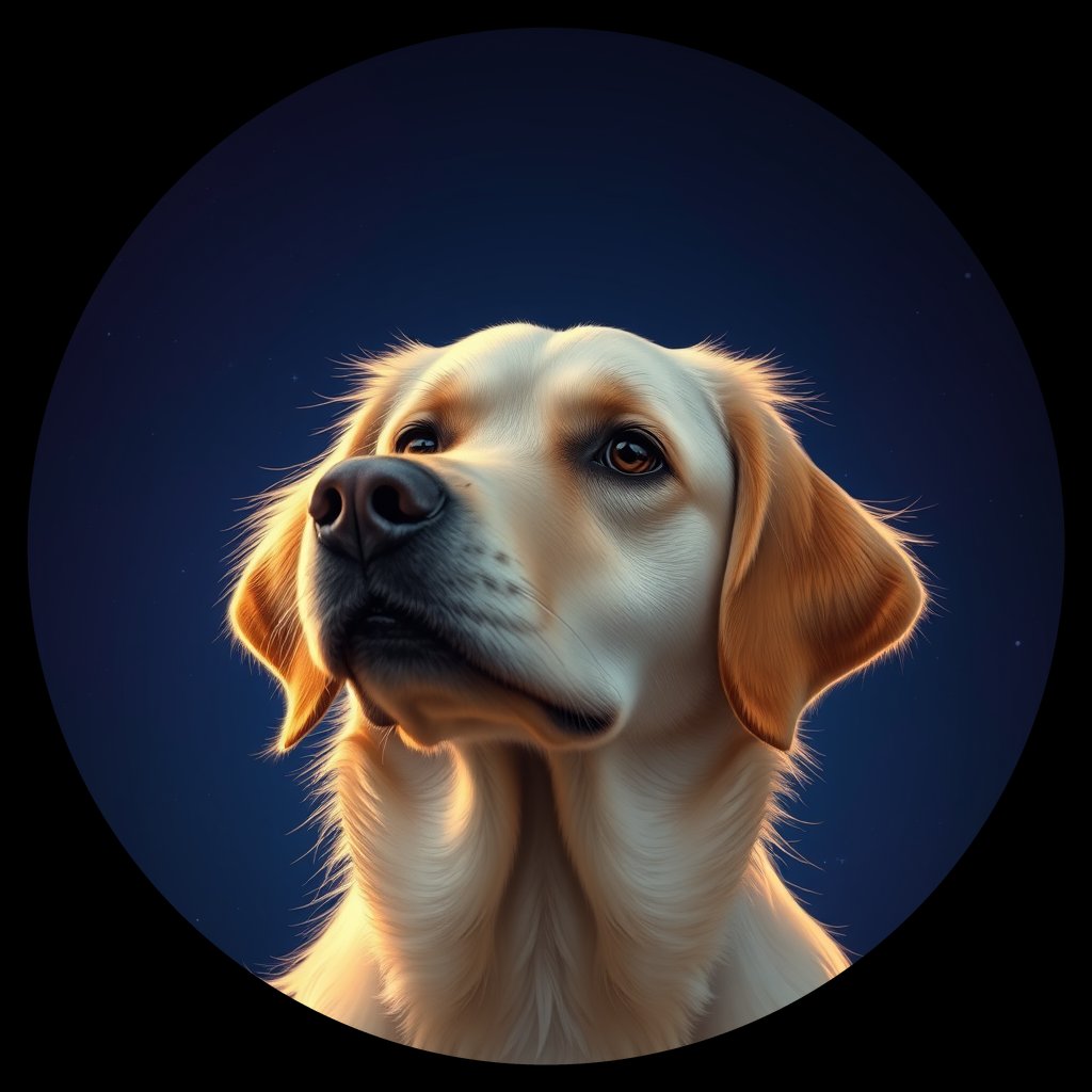 Cosmic medallion portrait of GRLS_grls11BBNP, a Golden Retriever