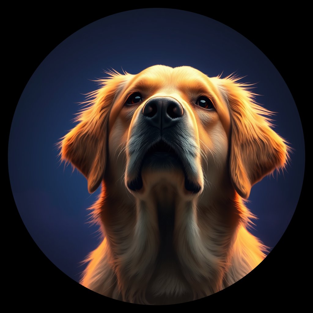 Cosmic medallion portrait of GRLS_grls1495QP66, a Golden Retriever