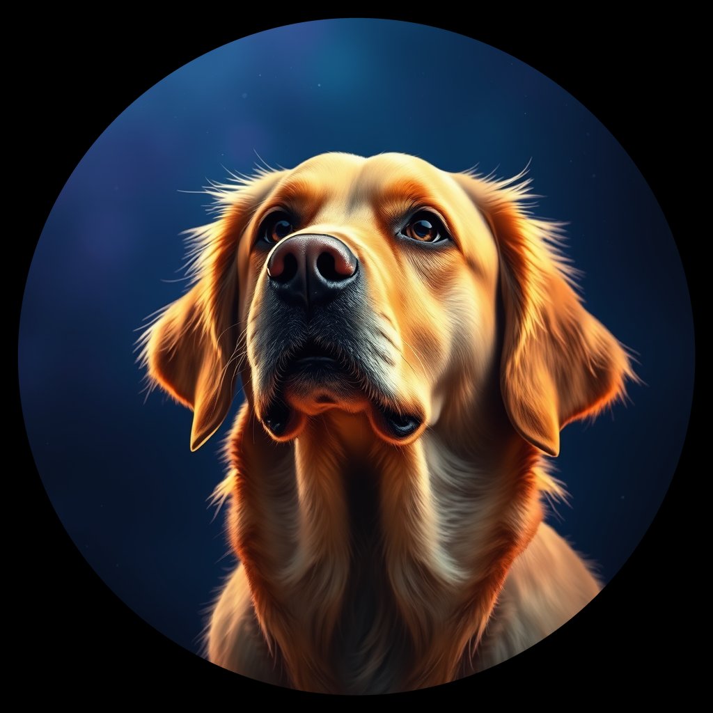 Cosmic medallion portrait of GRLS_grls16CFUCUU, a Golden Retriever