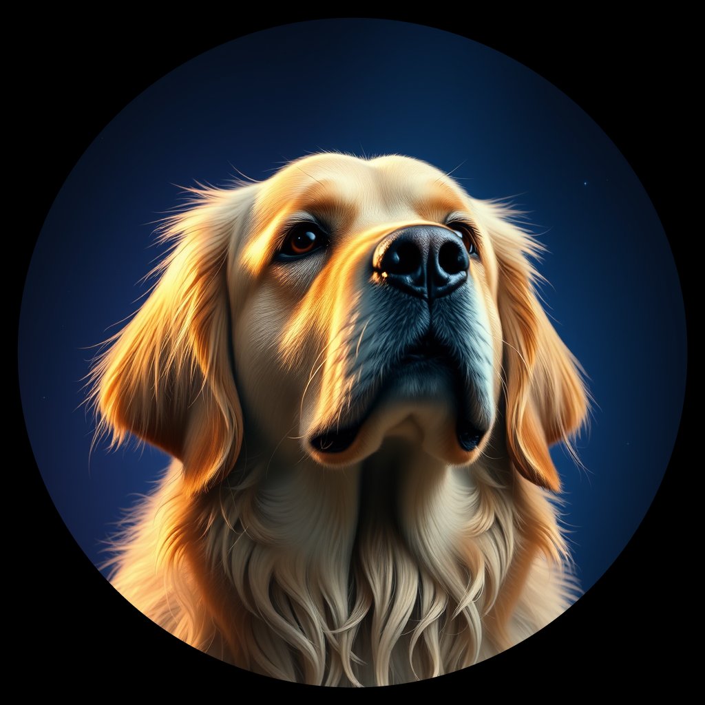 Cosmic medallion portrait of GRLS_grls1NBZCRQQ, a Golden Retriever