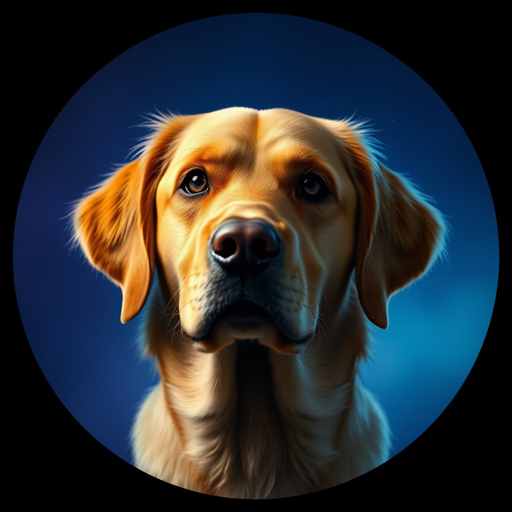 Cosmic medallion portrait of GRLS_grls21MTXB44, a Golden Retriever