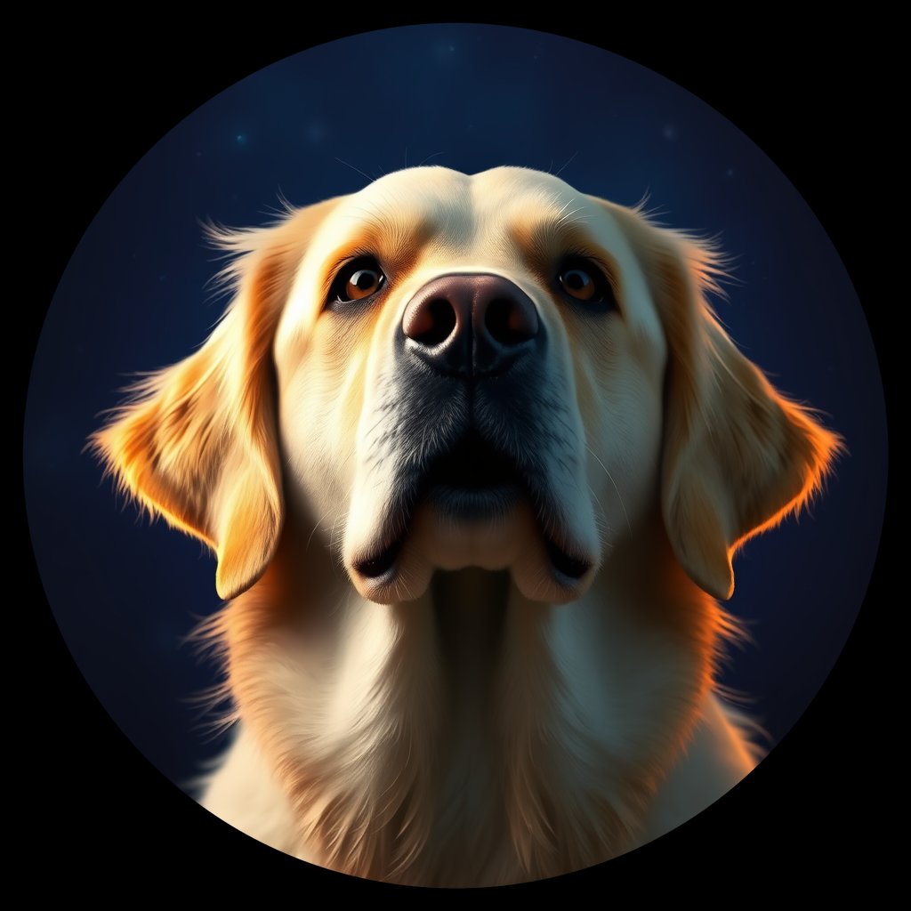 Cosmic medallion portrait of GRLS_grls2850N5JJ, a Golden Retriever