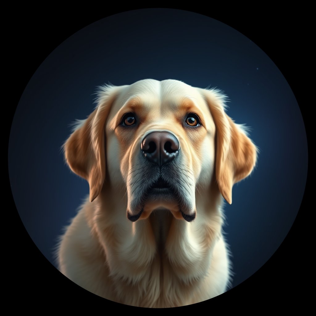 Cosmic medallion portrait of GRLS_grls2Q0TI7EE, a Golden Retriever
